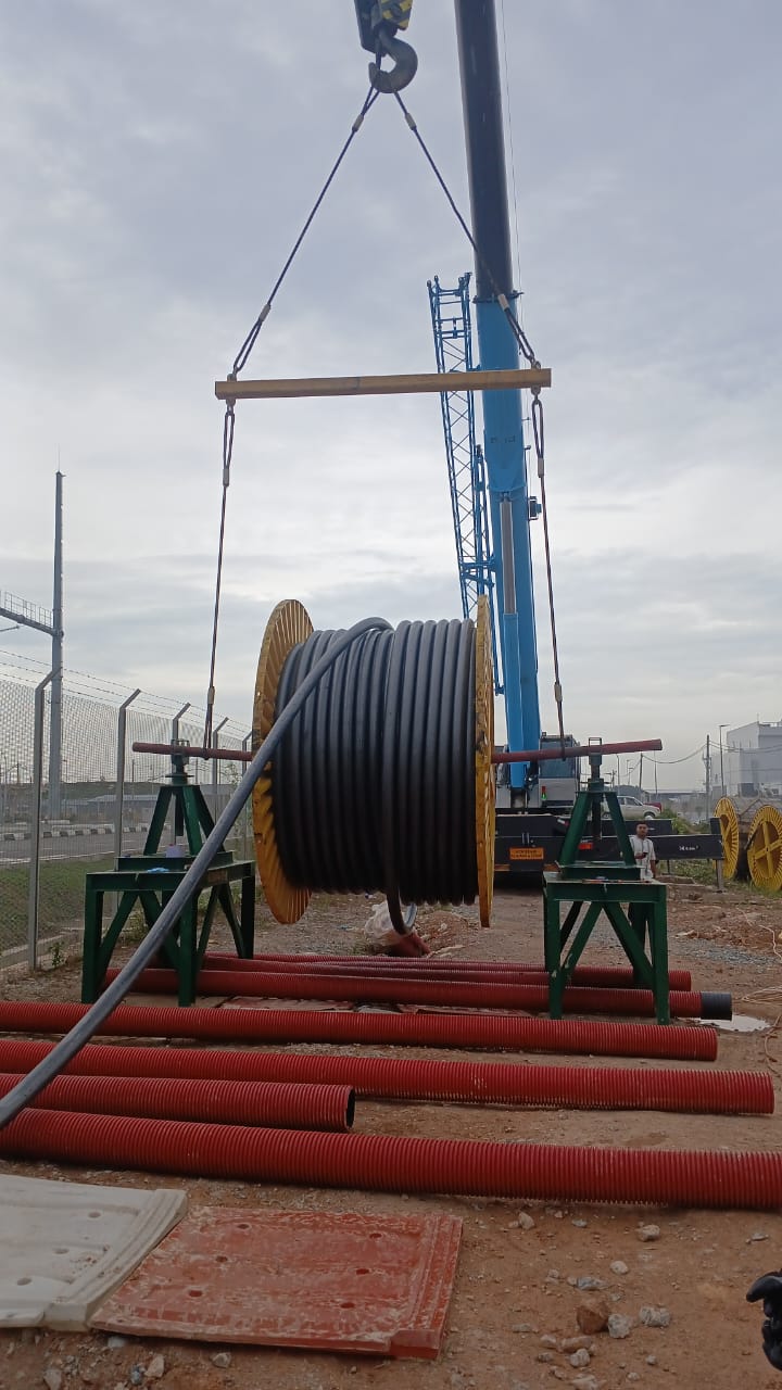132kV cable drum on site